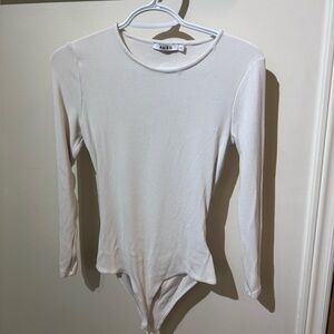 5/$25 NA-KD White Long Sleeve Top bodysuit open back L